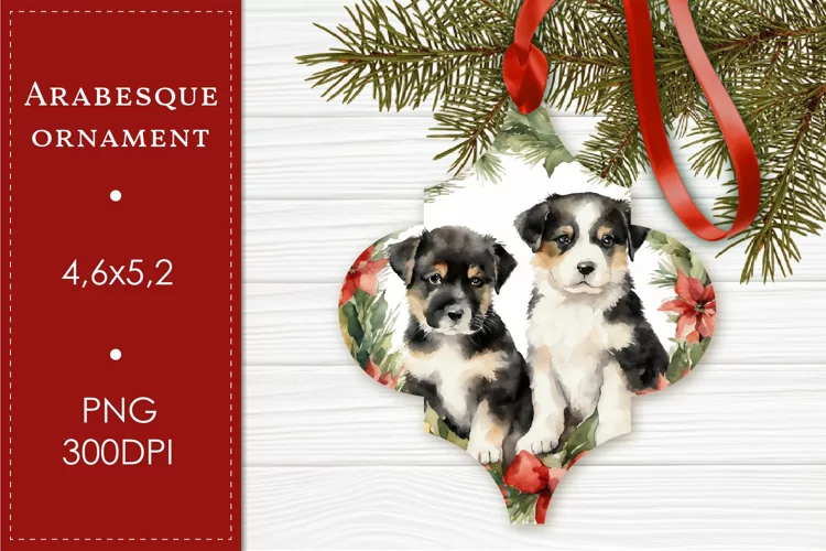 Arabesque Ornament Cute Puppies | Christmas Ornament