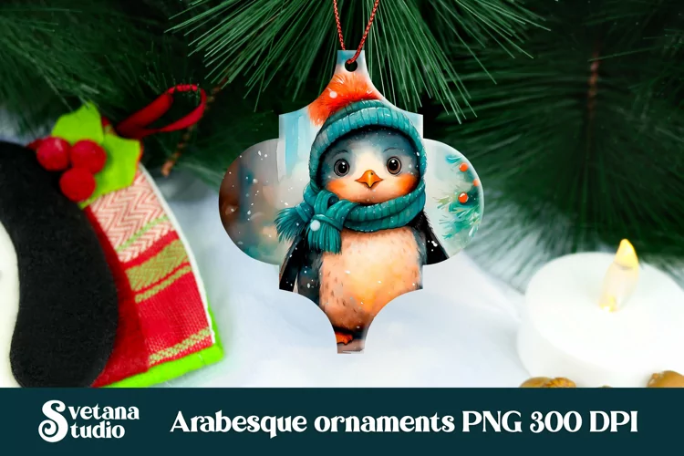 Christmas animal arabesque ornament | Penguin arabesque