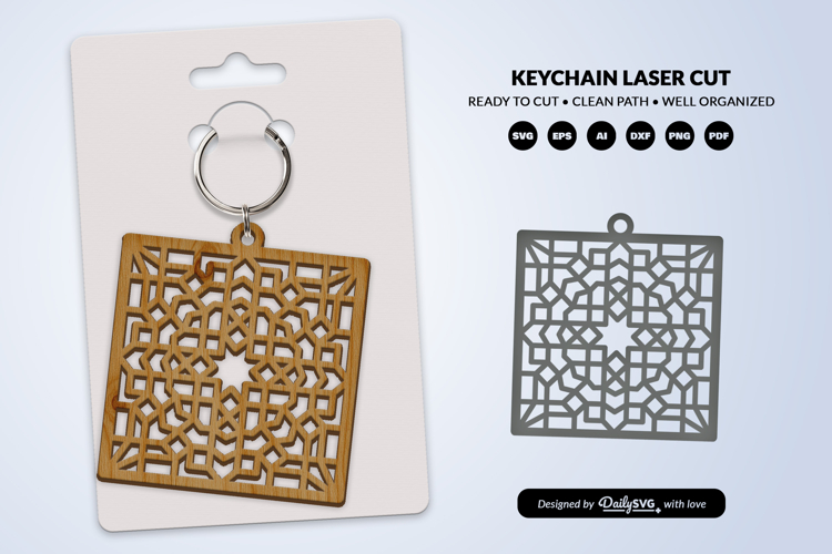 Arabic Pattern Keychain SVG | Digital Laser Cut Template