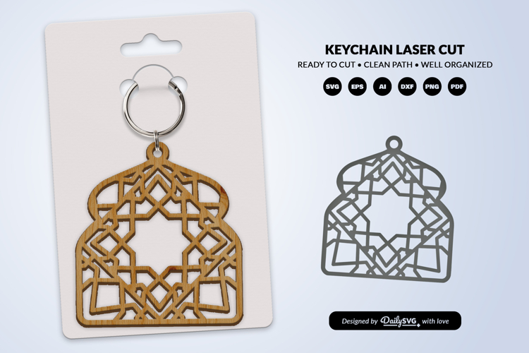Arabic Arch Pattern Keychain SVG | Digital Laser Cut