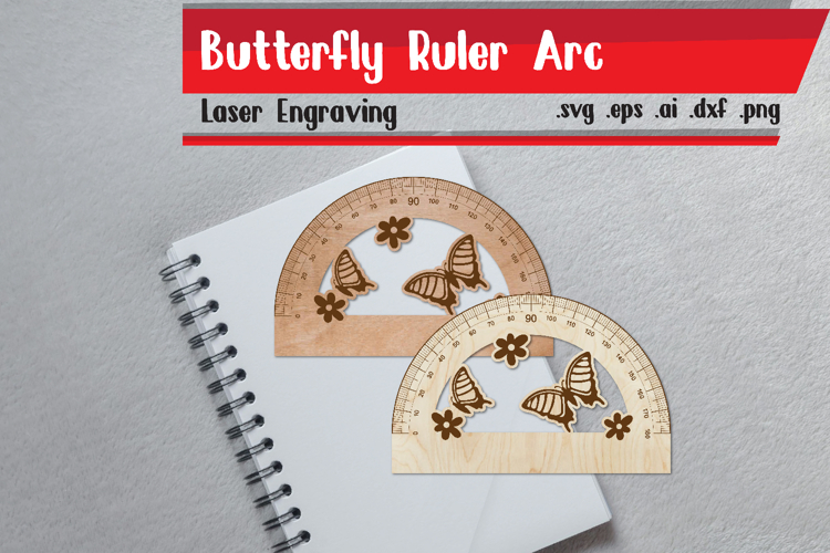 Butterfly Ruler Arch - Ruler Protactor - Wooden Ruler