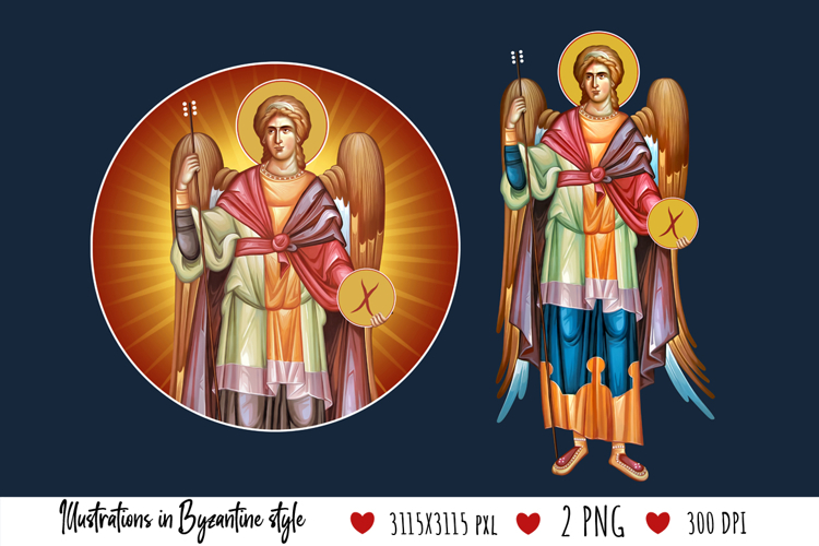 Archangel Gabriel. Illustration in Byzantine Style