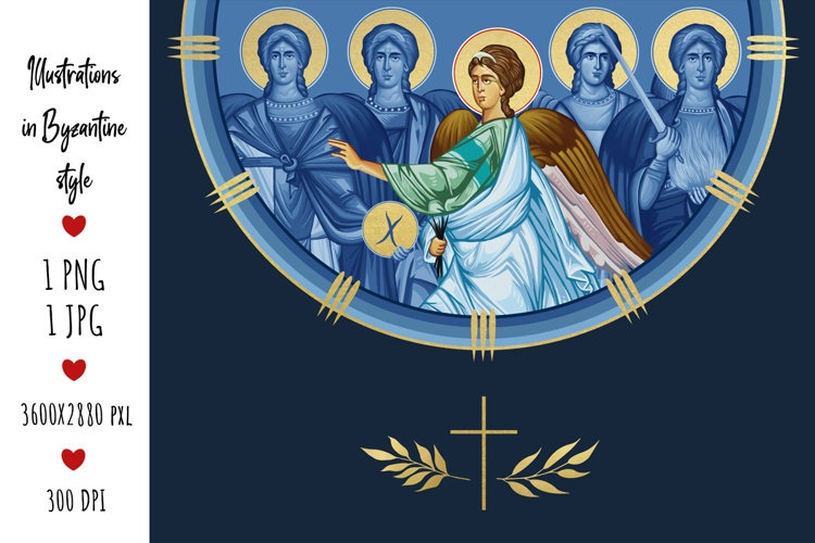 Archangel Gabriel and 4Cardinal Points Illustration