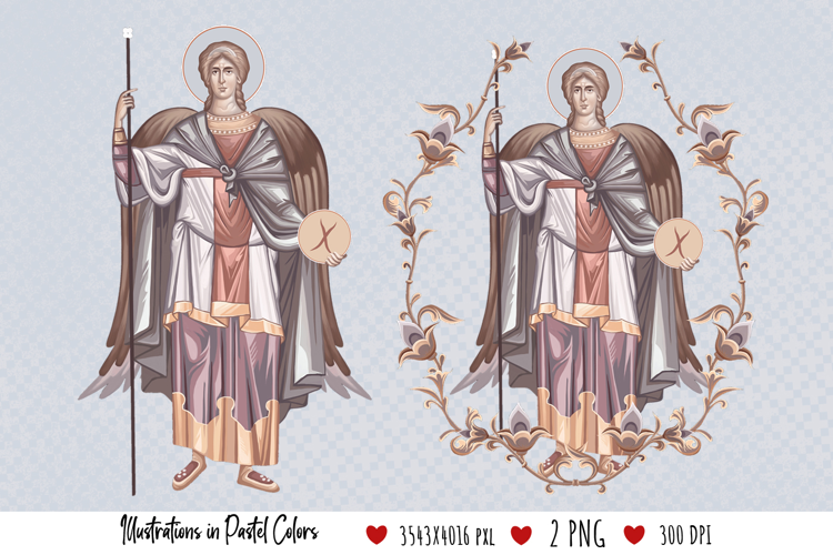 Archangel Michael. Illustration in Byzantine Style