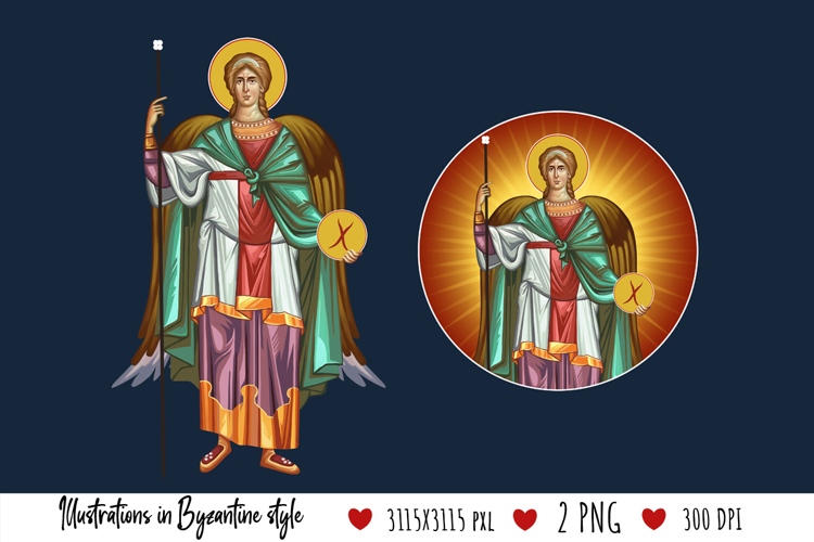 Archangel Michael. Illustration in Byzantine Style