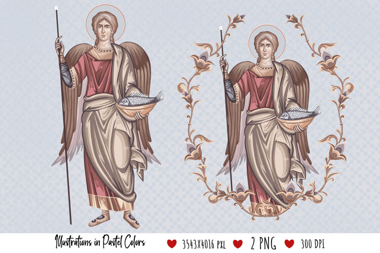 Archangel Raphael. Illustration in Byzantine Style example image 1