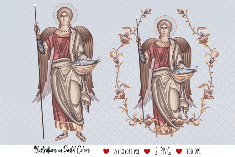 Archangel Raphael. Illustration in Byzantine Style