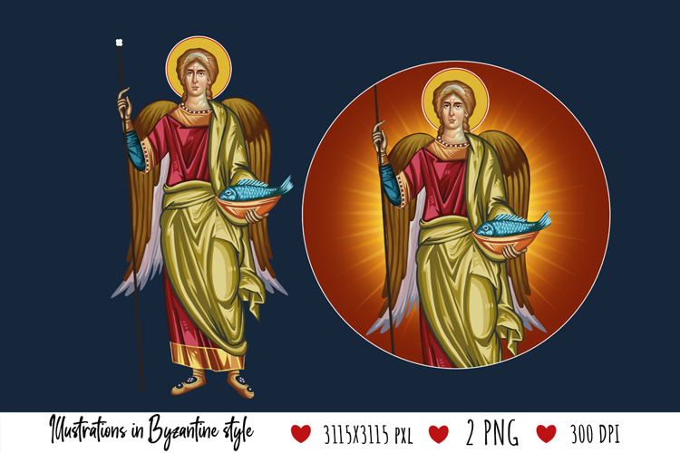 Archangel Raphael. Illustration in Byzantine Style