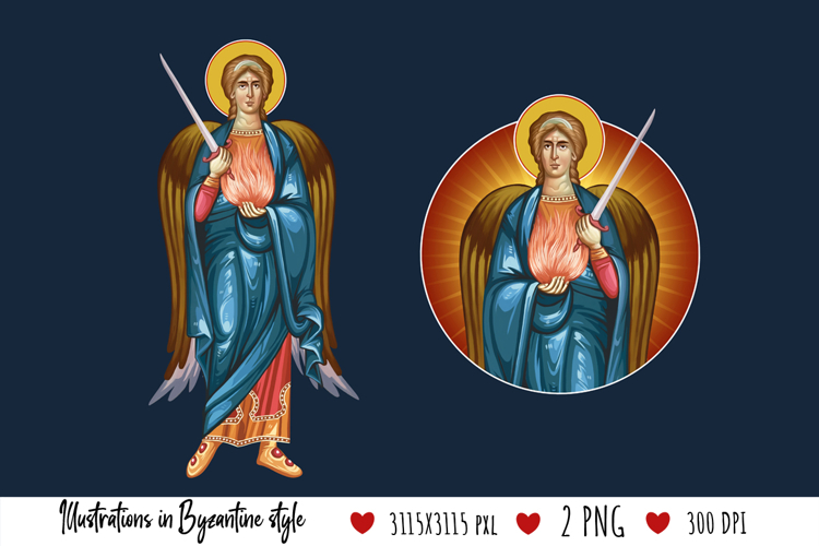 Archangel Uriel. Illustration in Byzantine Style