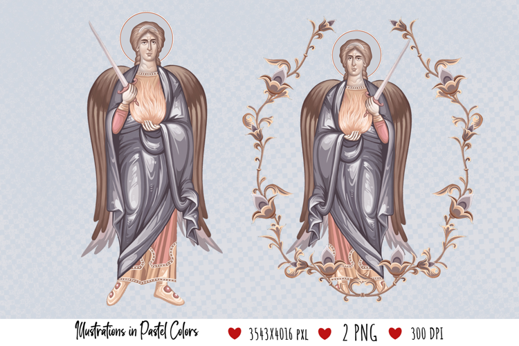 Archangel Uriel. Illustration in Byzantine Style