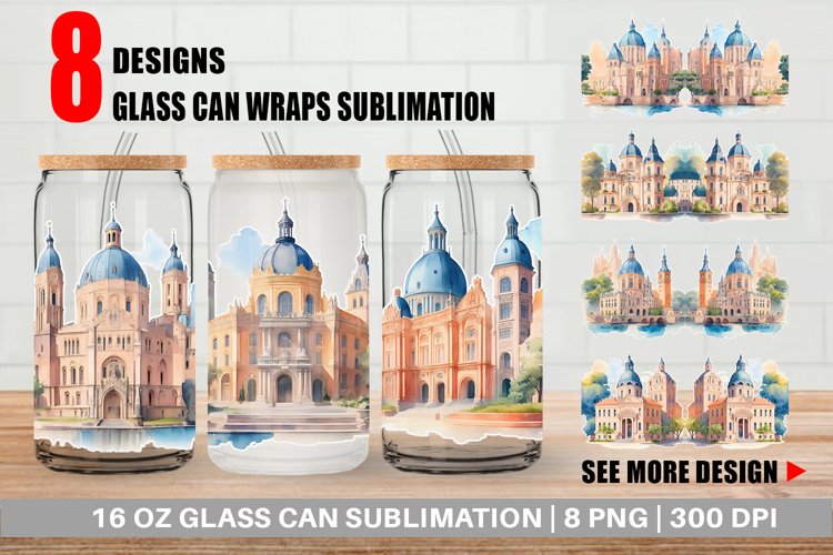 Architecture Landmarks Glass Can Wraps