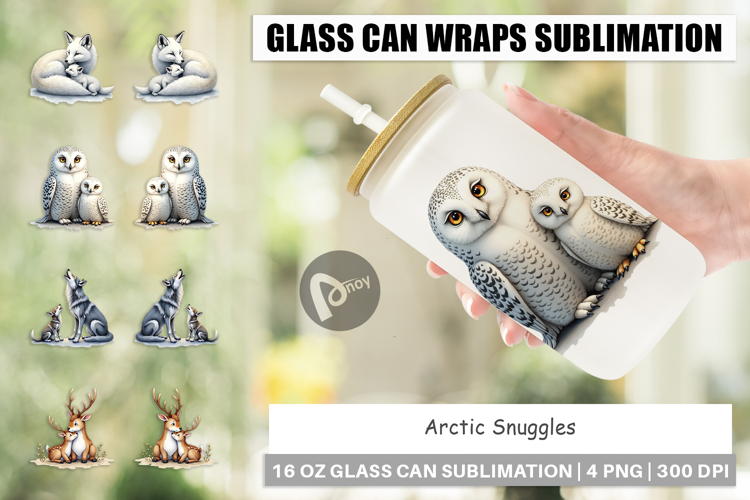 Arctic Snuggles Winter Animal Glass Can