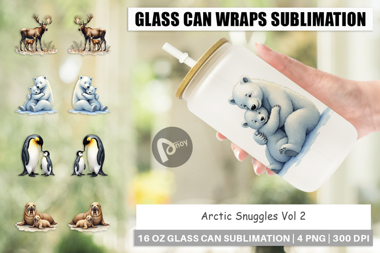 Arctic Snuggles Winter Animal Glass Can