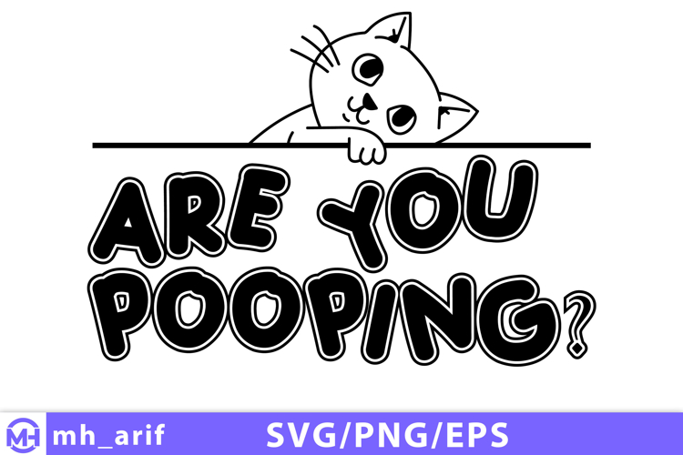 Funny Bathroom Cat Hand-Drawn SVG PNG Design
