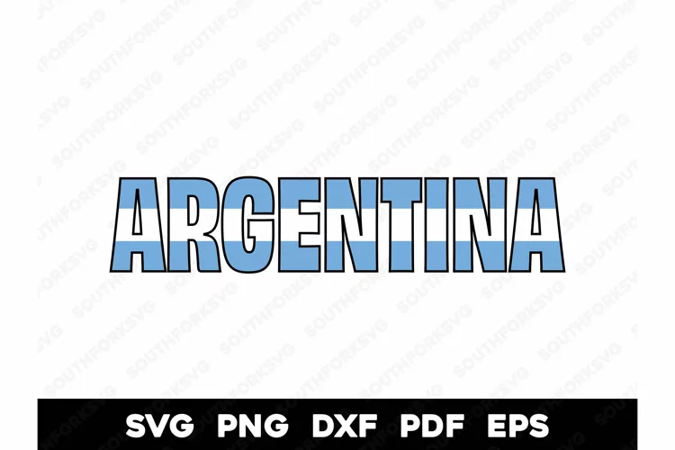 Argentina Country Name Flag Design SVG PNG DXF EPS PDF
