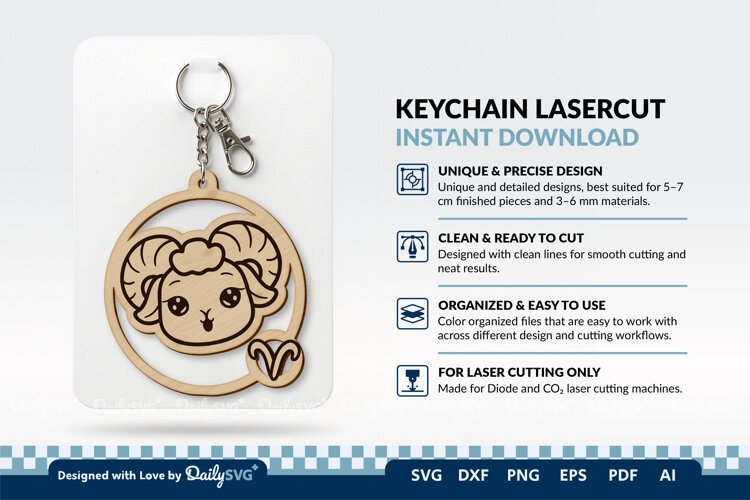 Cute Zodiac Keychain SVG | Aries Astrology Design example image 1
