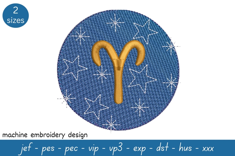 Aries Embroidery Design - Astrological Embroidery Pattern