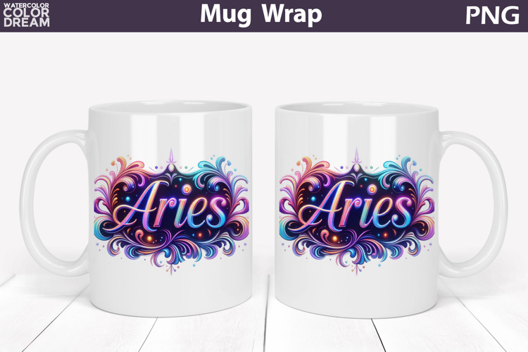 Aries Zodiac Mug Wrap | Astrology Cup Sublimation