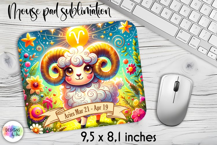 Zodiac Sign Mouse Pad, Aries Sign Mouse Pad, Horoscope