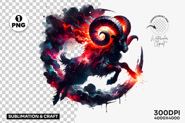 Aries Ram Zodiac Astrology Horoscope PNG Sublimation Design