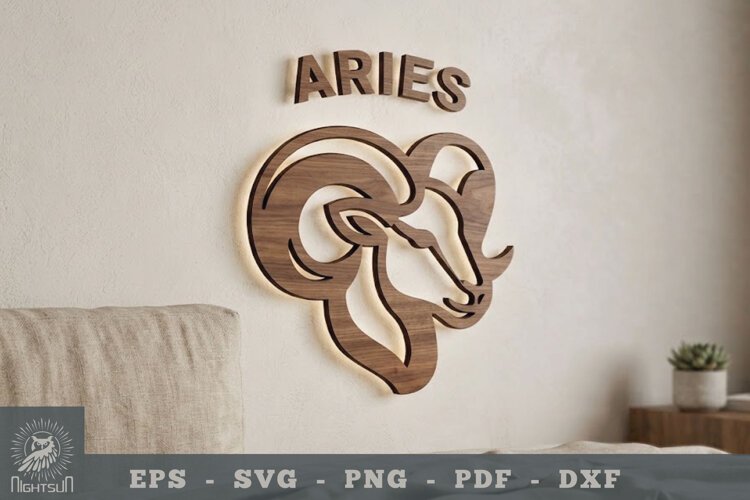 Aries Zodiac Lasercut Wall Decor example image 1