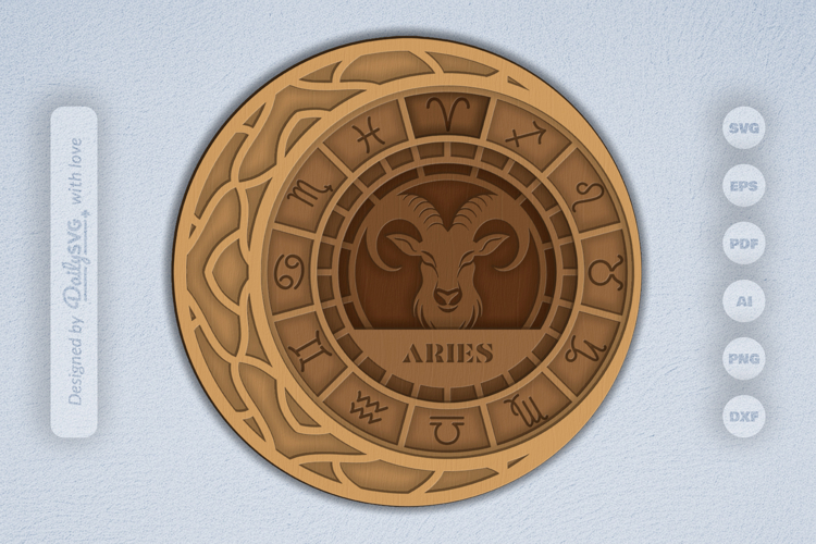Aries Zodiac Layered Laser Cut