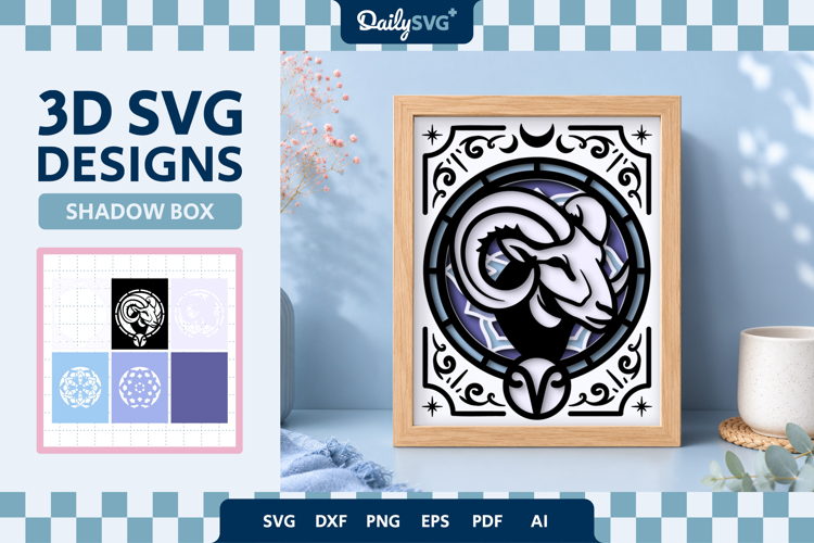Aries Zodiac Shadow Box