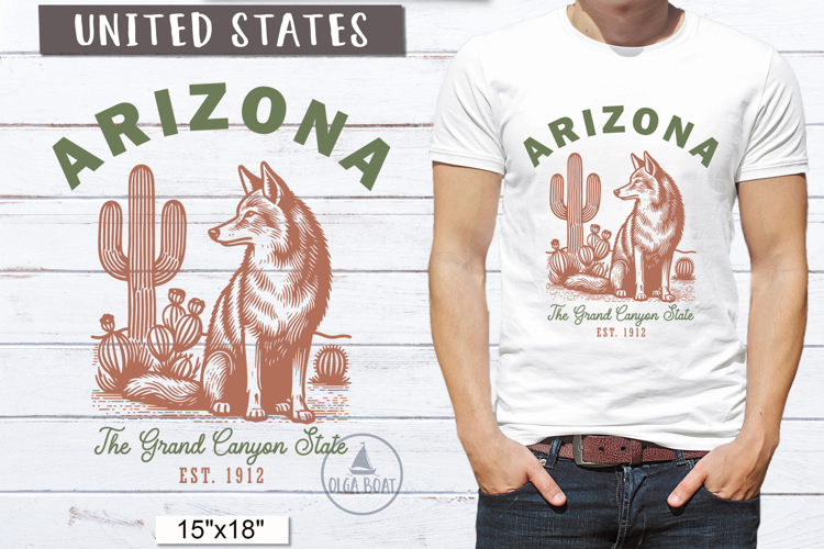 Arizona PNG | Vintage United States Sublimation Design