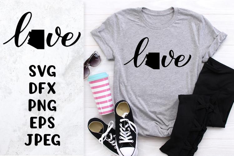 Love Arizona lettering with map SVG. Patriotic shirt design