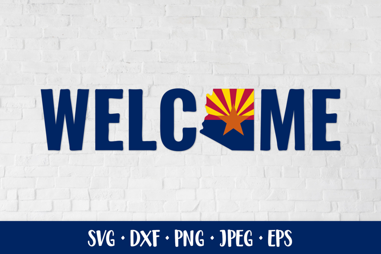 Welcome Arizona SVG design with map. Patriotic door sign