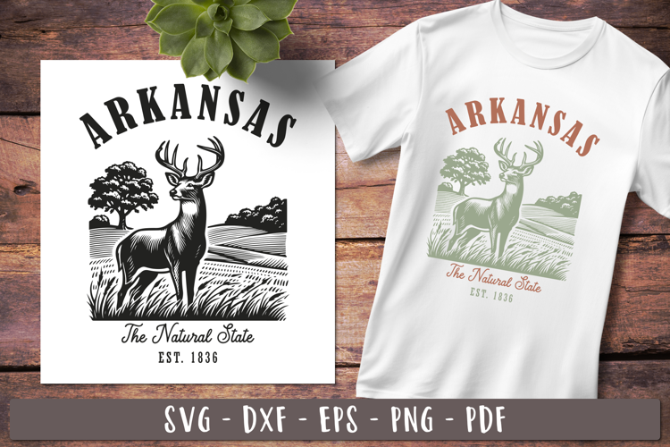 Arkansas svg | Vintage United states design Black and white