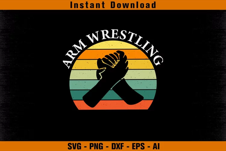 Arm Wrestling Vintage Retro Color Design