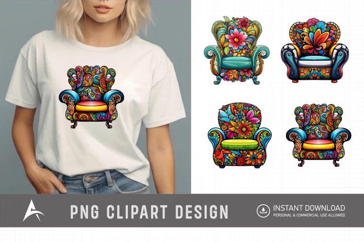 Watercolor Armchair Sublimation Clipart