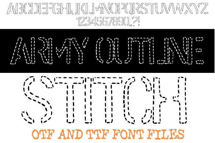 Army Outline Stitch Patch Alphabet Lettering ABC Embroidery