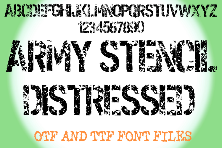 Army Stencil Distressed Lettering ABC Text Font Alphabet OTF