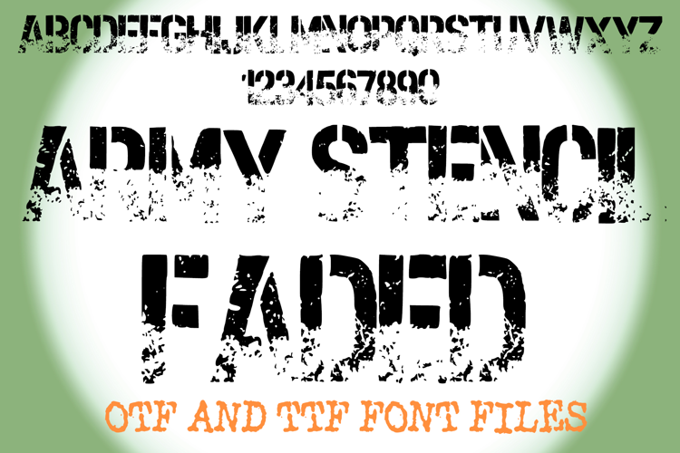 Army Stencil Faded Lettering ABC Text Font Alphabet OTF Type