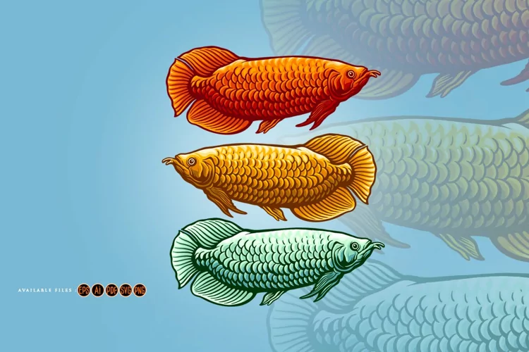 Arowana fish logo vintage colorful