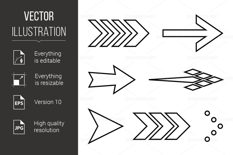 Icon Set of Flat Arrows