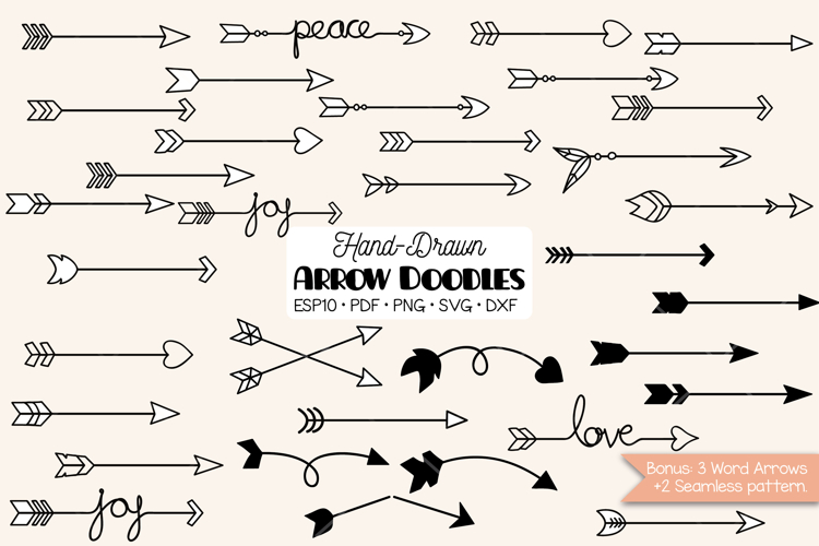 Hand Drawn Arrows | Tribal, Curly, Crossed, Dart, Boho, Icon