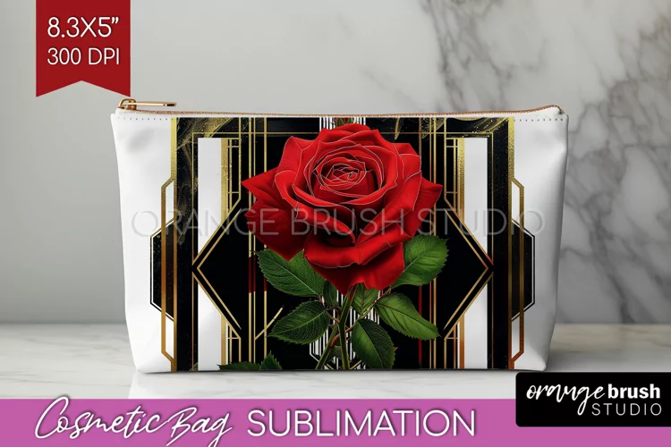 Vintage Flowers Cosmetic Bag - Art Deco Makeup Bag PNG