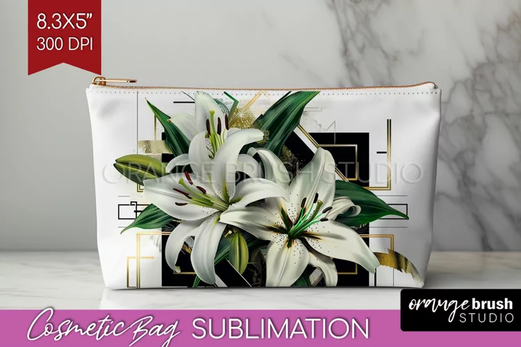 Vintage Flowers Cosmetic Bag - Art Deco Makeup Bag PNG