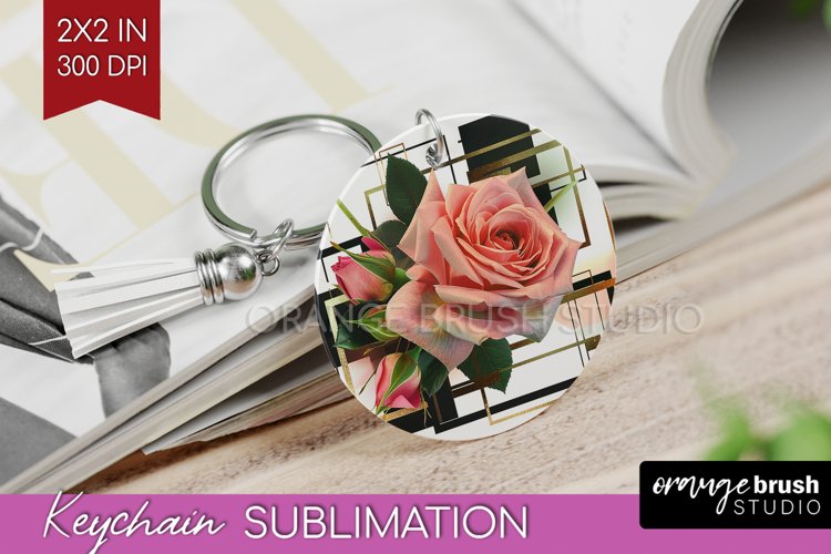 Vintage Flowers Keychain PNG - Art Deco Keychain Sublimation example image 1