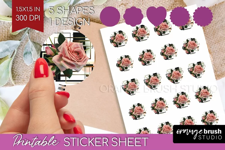 Vintage Flowers Round Sticker - Art Deco Printable Sticker