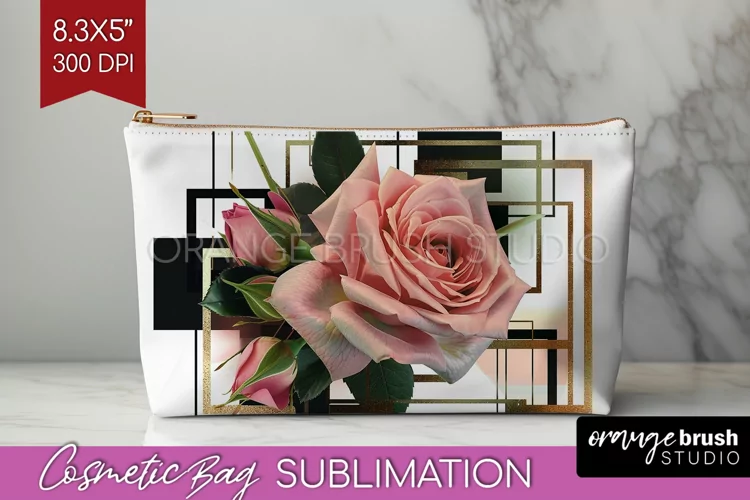 Vintage Flowers Cosmetic Bag - Art Deco Makeup Bag PNG