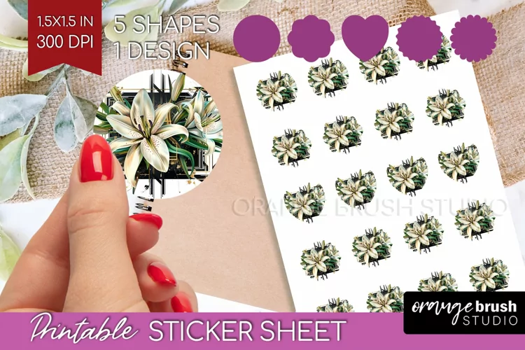 Vintage Flowers Round Sticker - Art Deco Printable Sticker