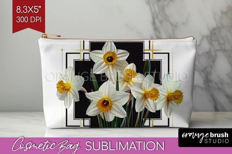 Vintage Flowers Cosmetic Bag - Art Deco Makeup Bag PNG