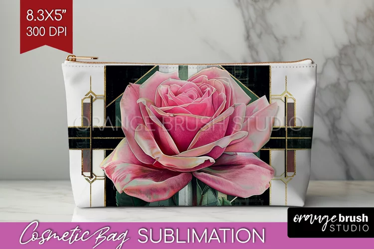 Vintage Flowers Cosmetic Bag - Art Deco Makeup Bag PNG