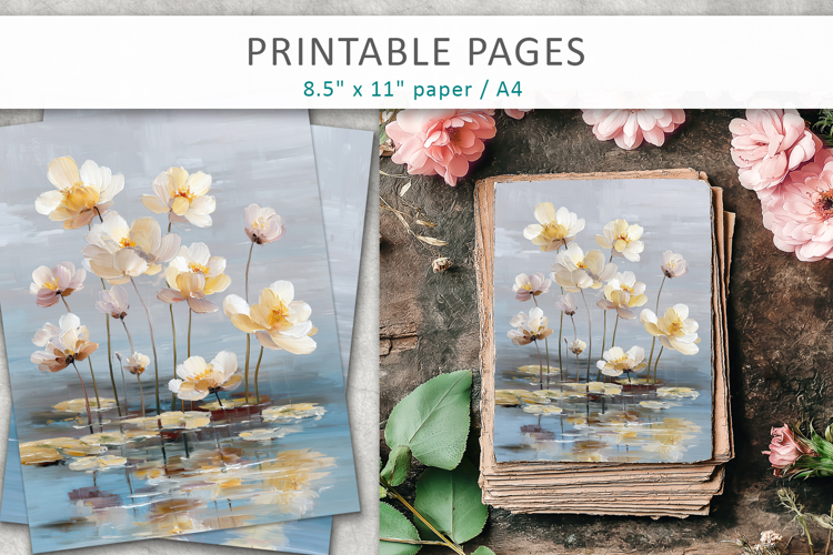 grunge floral printable pages