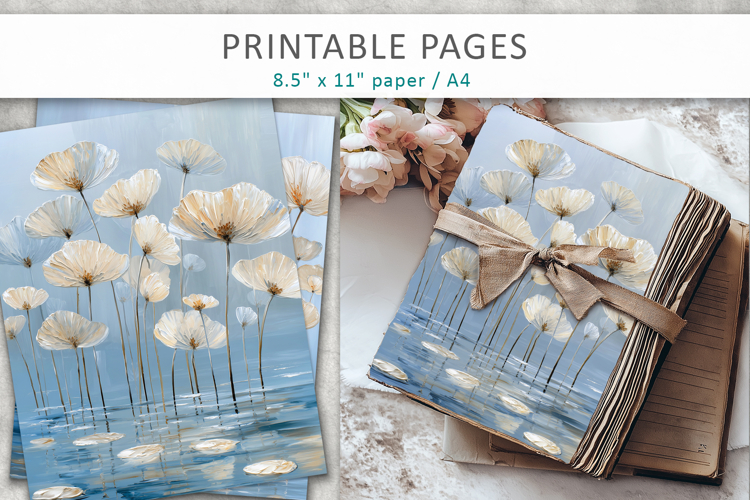 paint texture floral art journal printable, grunge pages