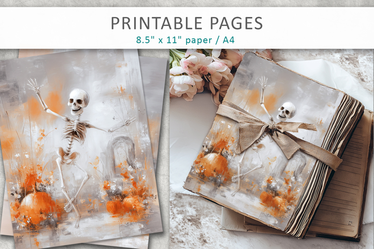 skeleton textured halloween paper, junk journal printable